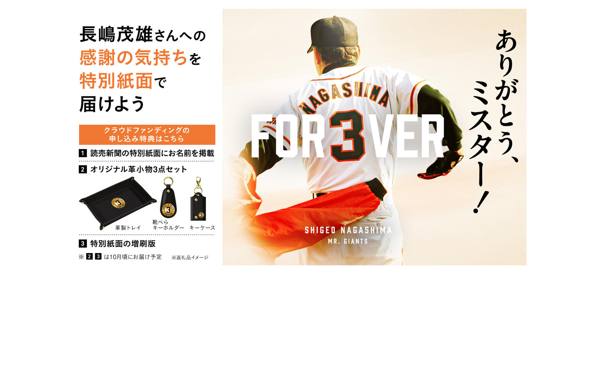 読売新聞のクラウドファンディングサイト「idea market」にて、長嶋茂雄終身名誉監督の追悼プロジェクトを実施中
