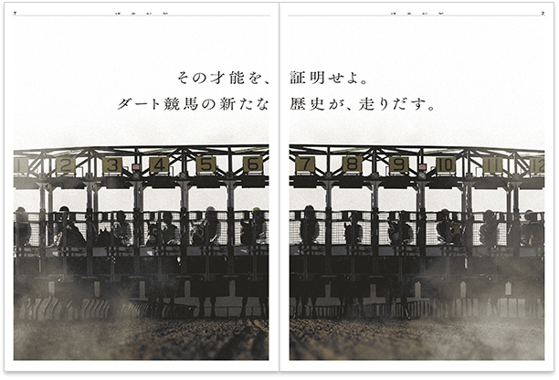 ゲートインした出走前の馬を正面から撮影